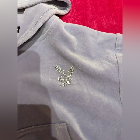 Y2K Playboy Velour Lounge Set – Lilac Zip Hoodie + Wide-Leg Pants (S) - Picture 13 of 16